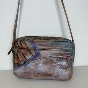 NEW Jane Yoo Leather Crossbody Bag 10”x7” Vintage